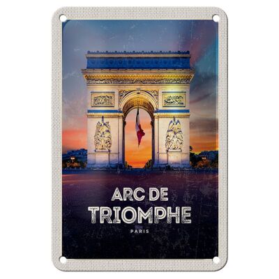 Targa in metallo da viaggio 12x18 cm Monumento all'Arco di Trionfo di Parigi. Targa regalo