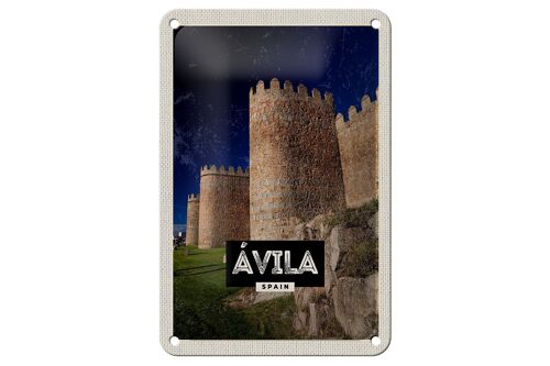 Blechschild Reise 12x18cm Avila Spain Mittelalter Turm Geschenk Schild