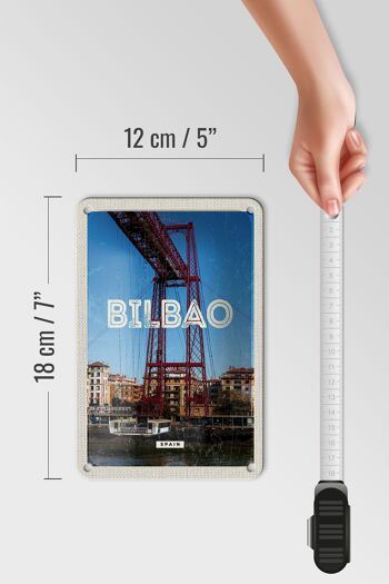 Panneau de voyage rétro en étain, 12x18cm, Bilbao, espagne, Port, ville, montagnes 5