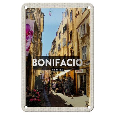 Tin sign travel 12x18cm Bonifacio Corsica island Corsica city sign