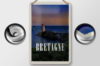 Panneau de voyage en étain 12x18cm, décoration de phare rétro bretagne France 2