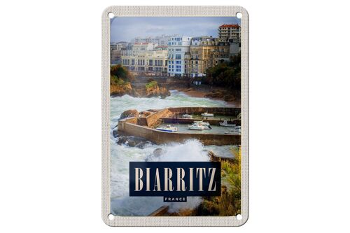 Blechschild Reise 12x18cm Biarritz France Seebad Urlaubsort Meer Schild