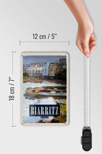 Panneau en étain voyage 12x18cm, Biarritz France station balnéaire, panneau de bord de mer 5