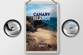 Panneau de voyage en étain, 12x18cm, îles canaries, falaises de la baie, signe de sable de mer 2