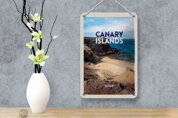 Panneau de voyage en étain, 12x18cm, îles canaries, falaises de la baie, signe de sable de mer 4