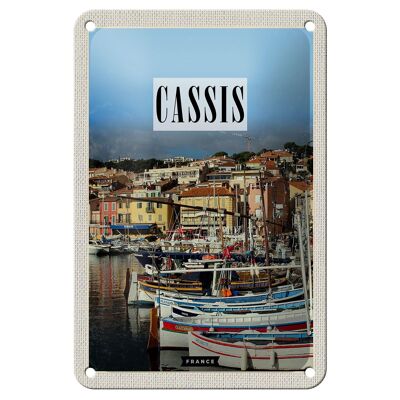 Targa in metallo da viaggio 12x18 cm Cassis Francia Città Vecchia Mare Vacanza Segno