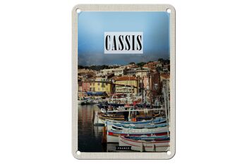 Panneau de voyage en étain, 12x18cm, Cassis, France, vieille ville, vacances en mer 1