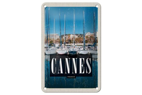 Blechschild Reise 12x18cm Retro Cannes France Meer Urlaub Jacht Schild