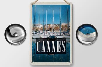 Panneau de voyage en étain, 12x18cm, rétro, Cannes, France, vacances en mer, Yacht 2