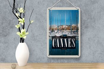 Panneau de voyage en étain, 12x18cm, rétro, Cannes, France, vacances en mer, Yacht 4