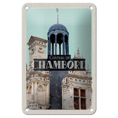 Cartel de chapa de viaje, decoración Retro del castillo de Chambord, 12x18cm