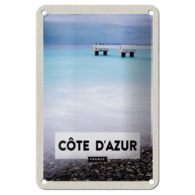 Cartel de chapa viaje 12x18cm Costa Azul Francia decoración de vacaciones en el mar