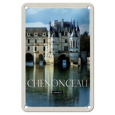 Blechschild Reise 12x18cm Retro Chenonceau France Schloss Dekoration