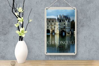 Signe en étain de voyage 12x18cm, décoration rétro de château de Chenonceau France 4
