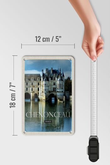 Signe en étain de voyage 12x18cm, décoration rétro de château de Chenonceau France 5