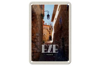Panneau de voyage en étain, 12x18cm, rétro Eze France, panneau de ville médiévale 1
