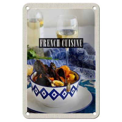 Tin Sign Travel 12x18cm French Cuisine Seafood Wine Decoration