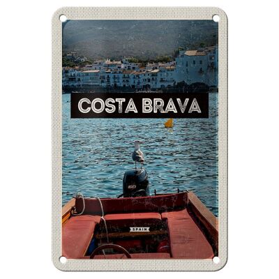 Cartel de chapa de viaje, 12x18cm, Retro, Costa Brava, España, cartel de vacaciones en el mar