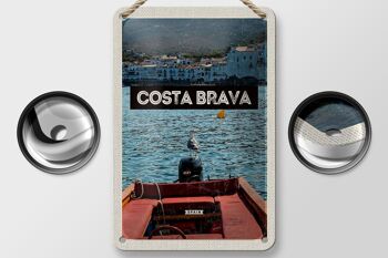 Panneau de voyage en étain, 12x18cm, rétro, Costa Brava, espagne, vacances en mer 2