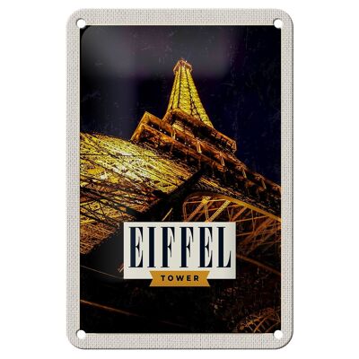 Blechschild Reise 12x18cm Retro Eiffel Tower Eiffelturm Paris Schild