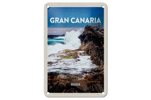 Blechschild Reise 12x18cm Gran Canaria Spain Meer Berge Dekoration