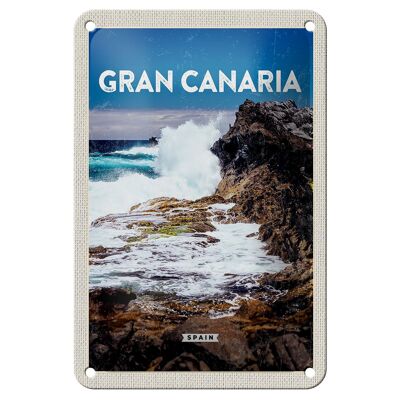 Cartel de chapa de viaje, 12x18cm, Gran Canaria, España, decoración de montañas y mar