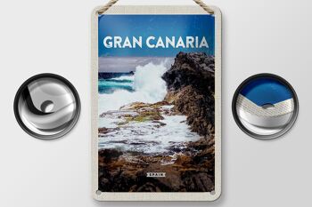 Panneau de voyage en étain 12x18cm, décoration de montagnes de mer d'espagne Gran Canaria 2