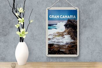 Panneau de voyage en étain 12x18cm, décoration de montagnes de mer d'espagne Gran Canaria 4