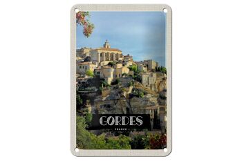 Panneau de voyage en étain, 12x18cm, Gordes, France, vue, cadeau de vacances 1