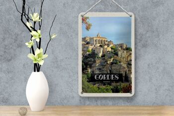 Panneau de voyage en étain, 12x18cm, Gordes, France, vue, cadeau de vacances 4