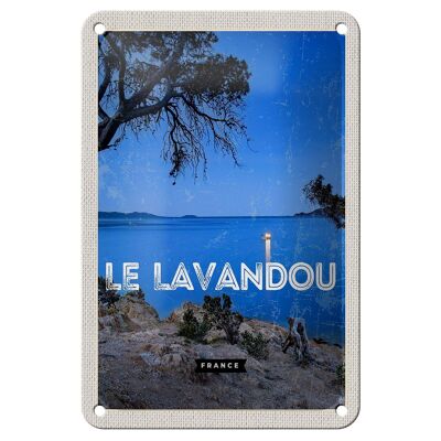 Cartel de chapa de viaje, 12x18cm, Retro, Le Lavandou, Francia, decoración navideña