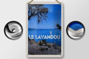 Signe en étain voyage 12x18cm rétro Le Lavandou France décoration de vacances 2