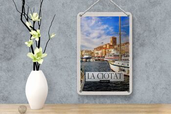 Panneau de voyage en étain, 12x18cm, La Ciotat, France, yachts de mer, signe de vacances 4