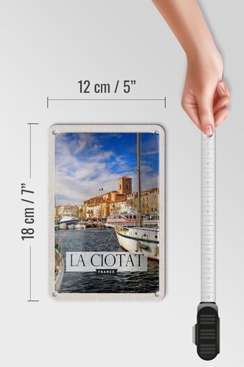 Panneau de voyage en étain, 12x18cm, La Ciotat, France, yachts de mer, signe de vacances 5
