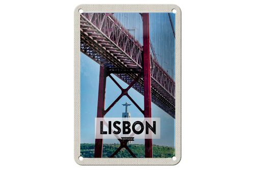 Blechschild Reise 12x18cm Lisbon Portugal Ponte 25 de Abril Dekoration