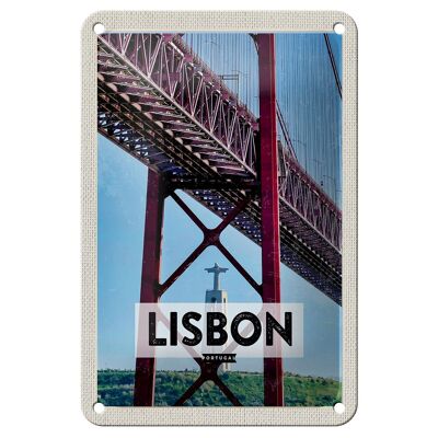 Blechschild Reise 12x18cm Lisbon Portugal Ponte 25 de Abril Dekoration