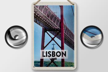 Signe en étain voyage 12x18cm, décoration de lisbonne Portugal Ponte 25 de Abril 2