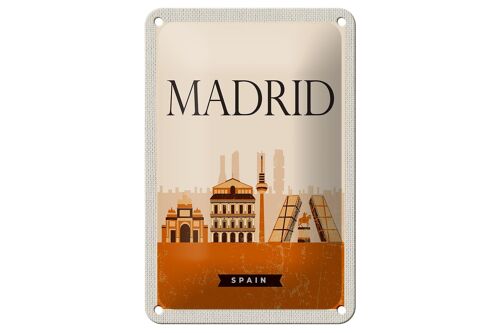 Blechschild Reise 12x18cm Retro Madrid Spain malerisches Bild Schild