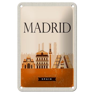 Blechschild Reise 12x18cm Retro Madrid Spain malerisches Bild Schild