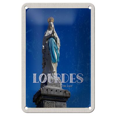 Signe en étain de voyage 12x18cm, décoration d'église du sanctuaire de la dame de Lourdes
