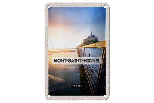 Blechschild Reise 12x18cm Mont-saint-Michel France Meer Urlaub Schild