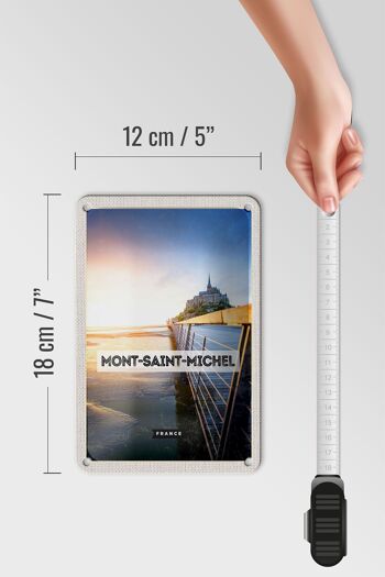 Panneau de voyage en étain, 12x18cm, Mont-Saint-Michel, France, signe de vacances en mer 5