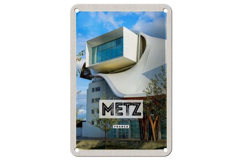 Blechschild Reise 12x18cm Retro Metz France Frankreich Tourismus Schild