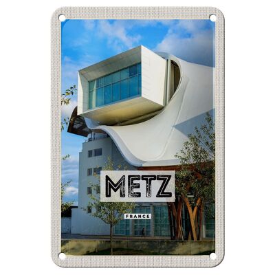 Targa in metallo da viaggio 12x18 cm Retro Metz France France Tourism Sign