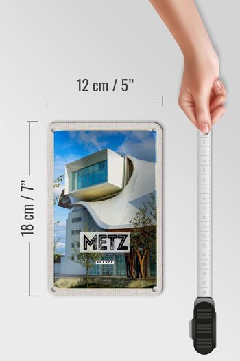 Panneau de voyage en étain rétro 12x18cm, panneau de tourisme Metz France France 5