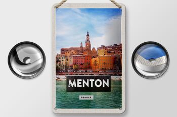 Panneau de voyage en étain, 12x18cm, Menton, France, Provence, ville, cadeau 2