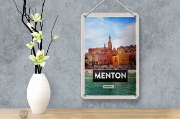 Panneau de voyage en étain, 12x18cm, Menton, France, Provence, ville, cadeau 4