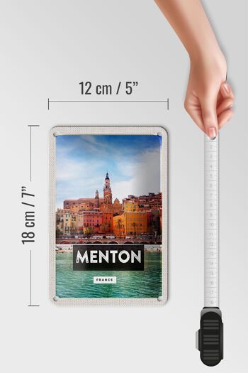 Panneau de voyage en étain, 12x18cm, Menton, France, Provence, ville, cadeau 5