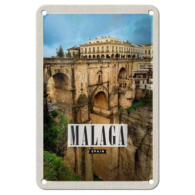 Targa in metallo da viaggio 12x18 cm Malaga Spagna città portuale decorazione natalizia