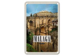 Panneau de voyage en étain 12x18cm, décoration de vacances, ville portuaire de Malaga, espagne 1
